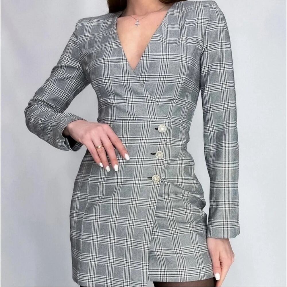 ZARA BLOGGER FAVORITE PLAID BLAZER DRESS